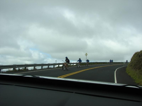 wjeżdżamy w strefę chmur, #pies #droga #Hawaje #wyspa #dom #wulkan