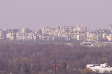 Widok z bloku na ulicy Lasówka Kraków marzec 2007 #kraków #miasto #wieżowiec #lasówka #koszykarska #widok #bloki #osiedle