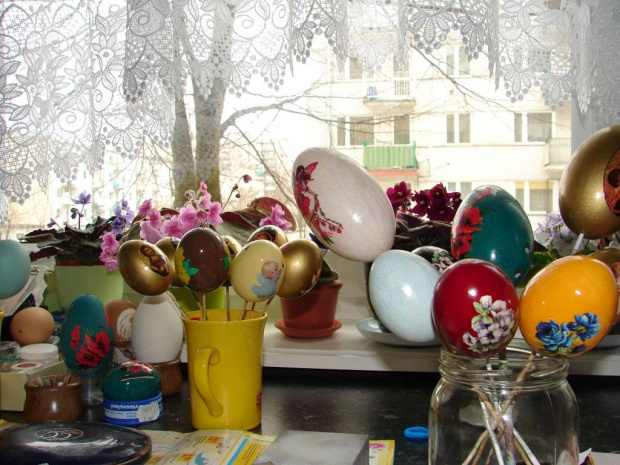 mój stół przed Wielkanocą '06 #pisanki #Wielkanoc #decoupage