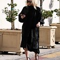 Ashley out and about in a black fur coat