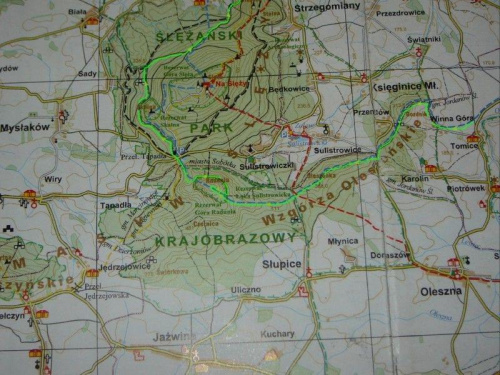 mapka z oznaczoną trasą przejazdu w terenie #WycieczkiRowerowe