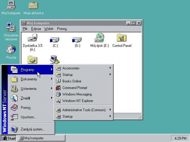 Windows NT 4.0 Workstation EN + SP6a PL - Start Menu and My Computer window