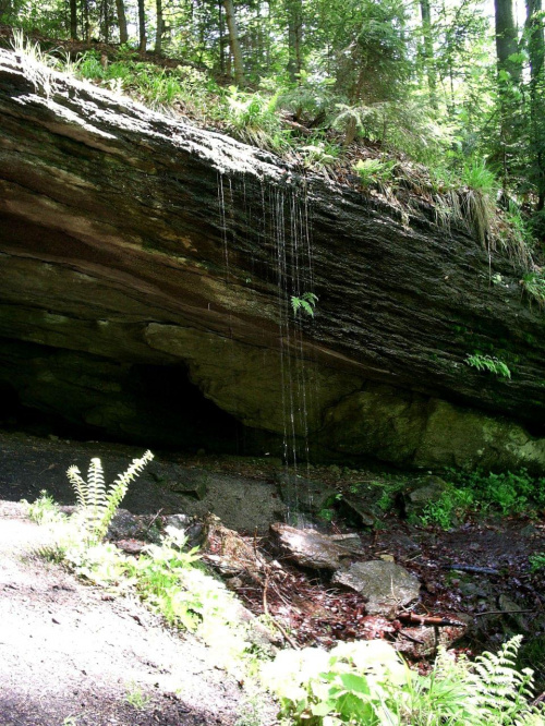 Jaskinia Komonieckiego-wodospad, którego szum umilał nam nocleg.