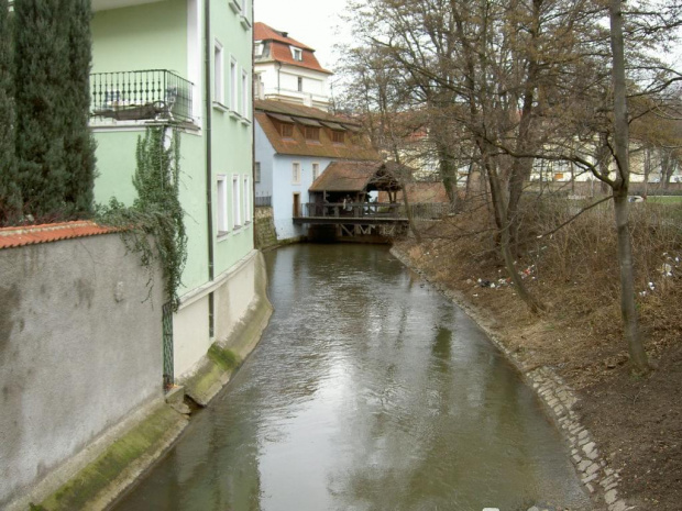 Niewielka rzeczka będąca malutką odnogą Wełtawy. A na niej drewniane koło napedzane jej nurtem- chyba już niespotykane zjawisko. #Praga